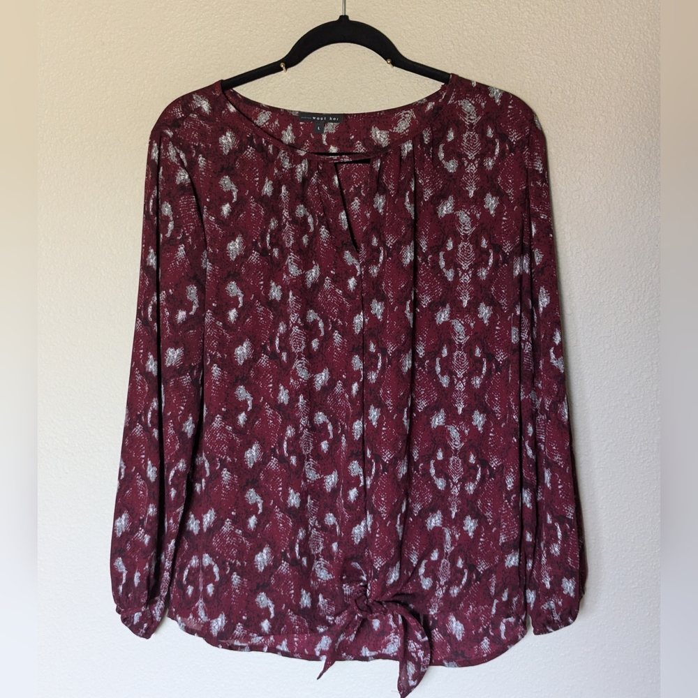 West Kei Wine Colored Patterned Blouse Size L